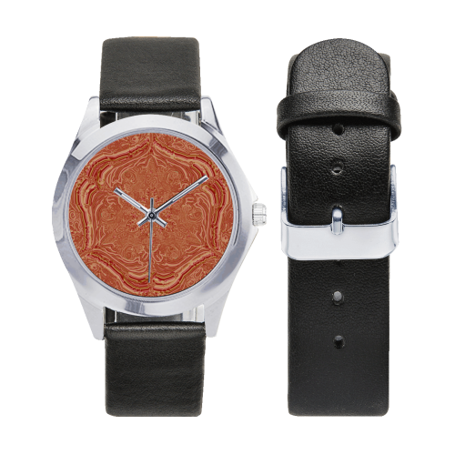 labyrinthe 6 Unisex Silver-Tone Round Leather Watch (Model 216)