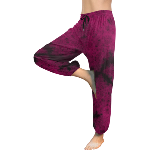 Purple Snowvember Night Fractal Abstract Women's All Over Print Harem Pants (Model L18)