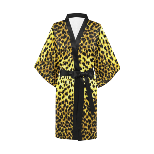 LEOPARD print velvet look 2 Kimono Robe