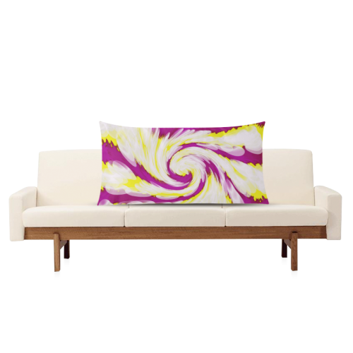 Pink Yellow Tie Dye Swirl Abstract Rectangle Pillow Case 20"x36"(Twin Sides)