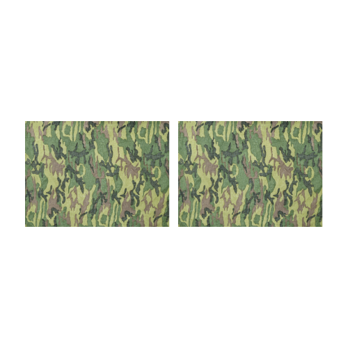 Military Camo Green Woodland Camouflage Placemat 14’’ x 19’’ (Set of 2)
