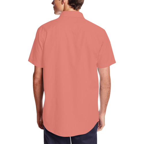 color tea rose Men's Short Sleeve Shirt with Lapel Collar (Model T54)