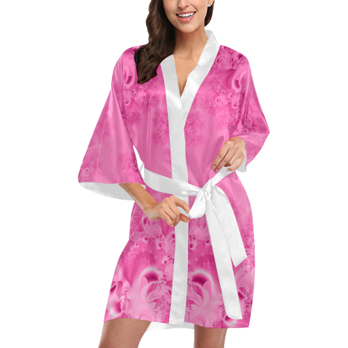 Soft Pink Frost of Morning  Fractal Abstract Kimono Robe