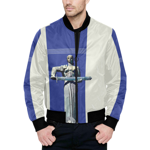 Mother Armenia All Over Print Quilted Bomber Jacket for Men (Model H33)