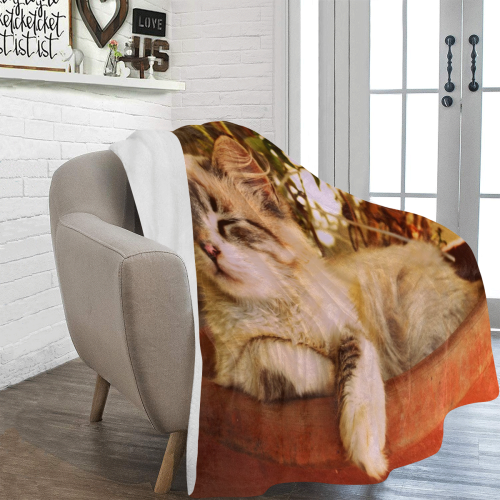 Flower Pot Cat Ultra-Soft Micro Fleece Blanket 60"x80"