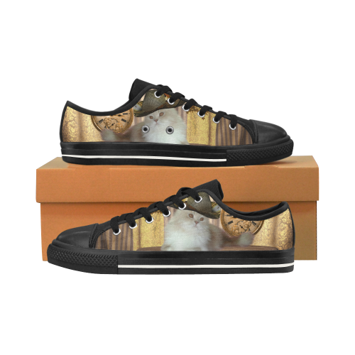 Funny steampunk cat Men's Classic Canvas Shoes/Large Size (Model 018)
