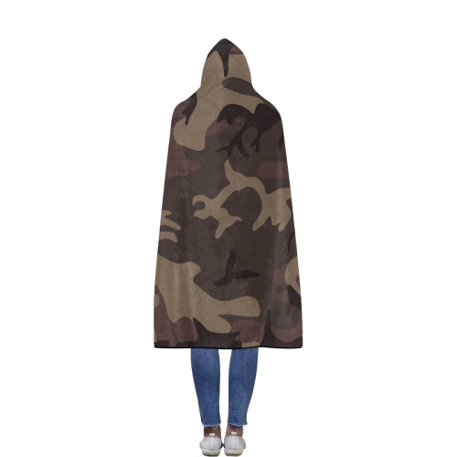 Camo Red Brown Flannel Hooded Blanket 56''x80''