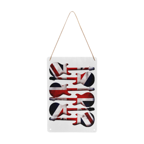 Union Jack British UK Flag Guitars Metal Tin Sign 8"x12"