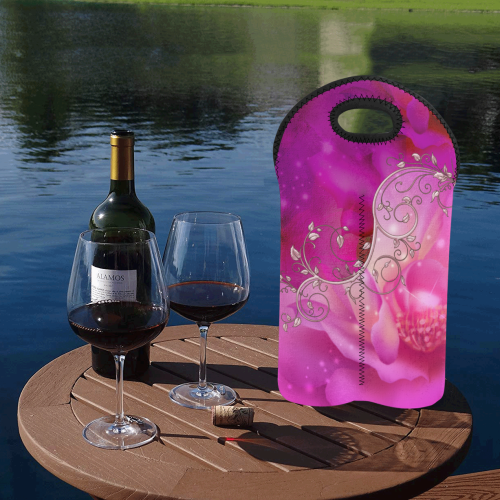 Wonderful floral design 2-Bottle Neoprene Wine Bag