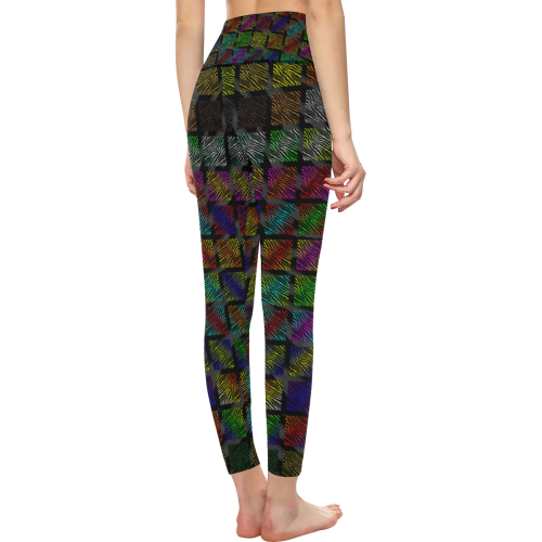 Ripped SpaceTime Stripes Collection Women's All Over Print High-Waisted Leggings (Model L36)