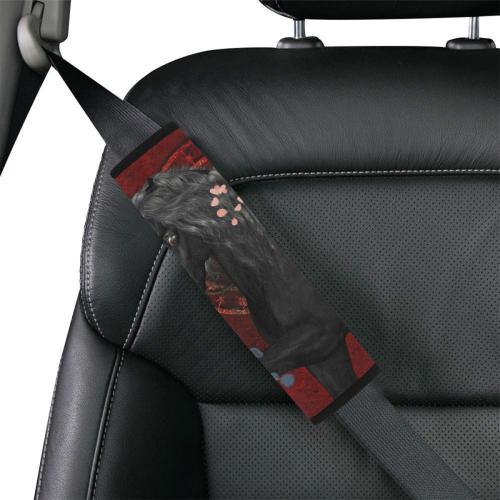 Black horse with flowers Car Seat Belt Cover 7''x10''
