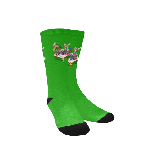 Las Vegas Welcome Sign Green Custom Socks for Women