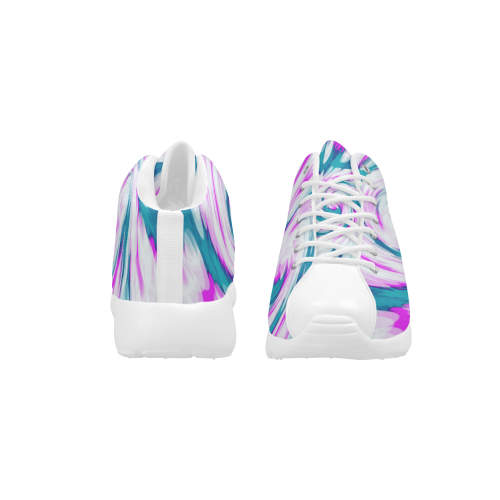 Turquoise Pink Tie Dye Swirl Abstract Women's Basketball Training Shoes/Large Size (Model 47502)