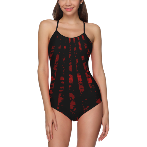 Blood Rays Gothic Horror Print Strap Swimsuit ( Model S05)