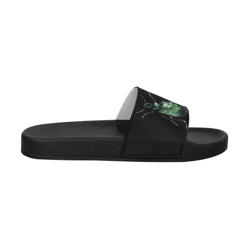 Low poly geometric green bug Women's Slide Sandals (Model 057)