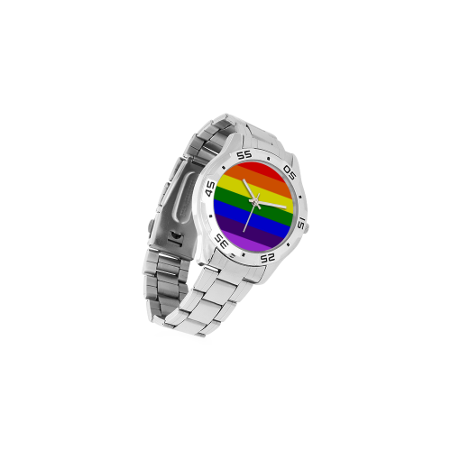 Rainbow Flag (Gay Pride - LGBTQIA+) Men's Stainless Steel Analog Watch(Model 108)