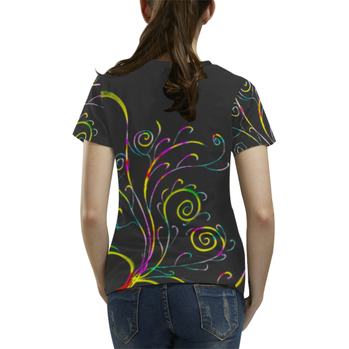 Abstract Artwork on Black Design By Me by Doris Clay-Kersey All Over Print T-shirt for Women/Large Size (USA Size) (Model T40)