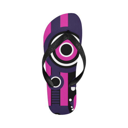 Pink Purple Tiki Tribal Flip Flops for Men/Women (Model 040)