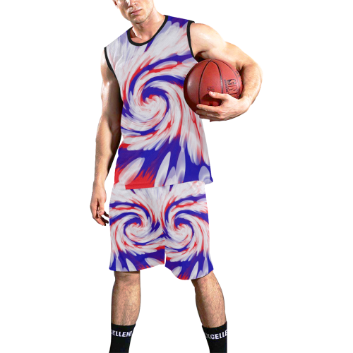 Red White Blue USA Patriotic Abstract All Over Print Basketball Uniform