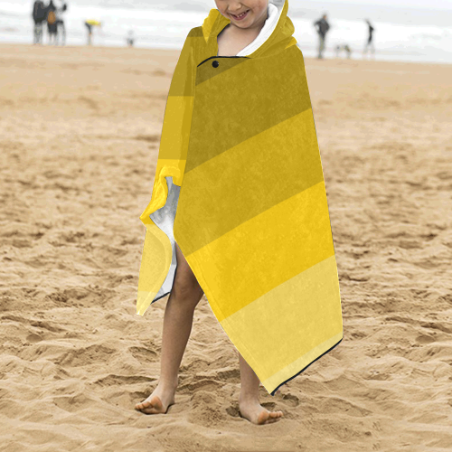 Green yellow stripes Kids' Hooded Bath Towels