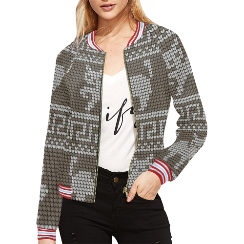 Christmas with Cats All Over Print Bomber Jacket for Women (Model H21)