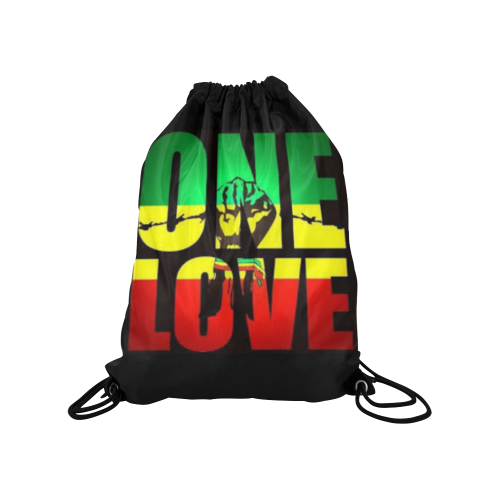 RASTA ONE LOVE CITY Medium Drawstring Bag Model 1604 (Twin Sides) 13.8"(W) * 18.1"(H)