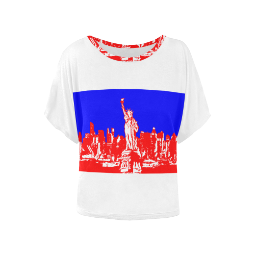 NEW YORK- Women's Batwing-Sleeved Blouse T shirt (Model T44)
