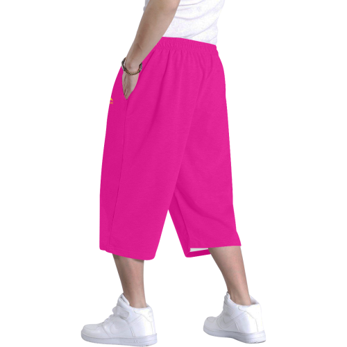 Men's Baggy Shorts (Gold & Pink) Men's All Over Print Baggy Shorts (Model L37)