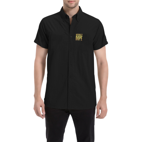 Naturally-Dope Short Sleeve Collar Button Up Shirt Men's All Over Print Short Sleeve Shirt (Model T53)