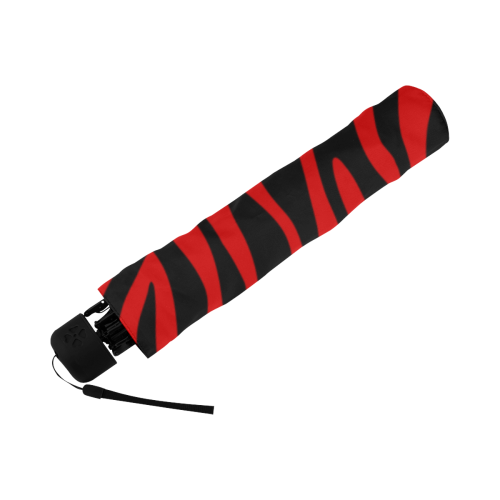 Zebra Stripes Pattern - Black Clear Anti-UV Foldable Umbrella (Underside Printing) (U07)