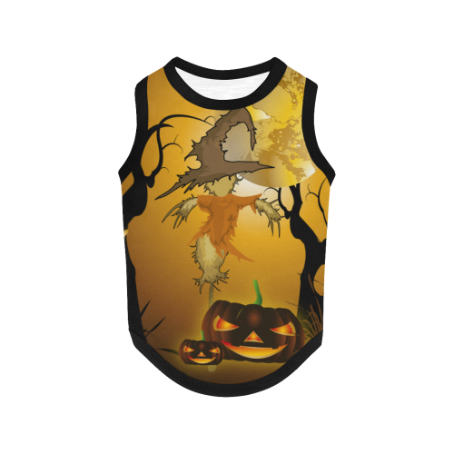 Funny scarecrow with punpkin All Over Print Pet Tank Top