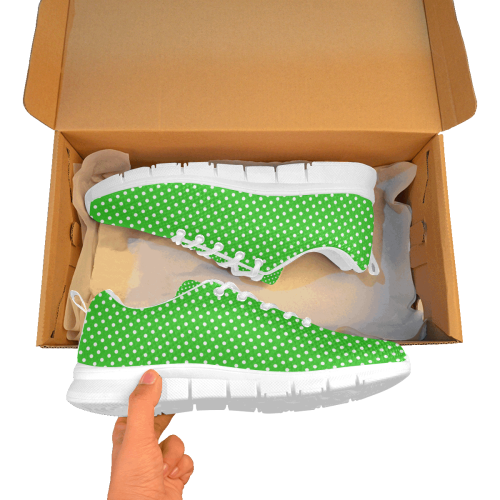 Green polka dots Women's Breathable Running Shoes (Model 055)