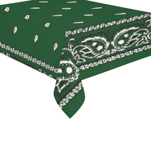 KERCHIEF PATTERN GREEN Cotton Linen Tablecloth 60" x 90"