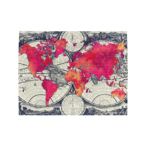 world map #map #worldmap Rectangle Jigsaw Puzzle (Set of 110 Pieces)