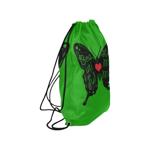 Beautiful LIKE MY MOM GREEN Medium Drawstring Bag Model 1604 (Twin Sides) 13.8"(W) * 18.1"(H)