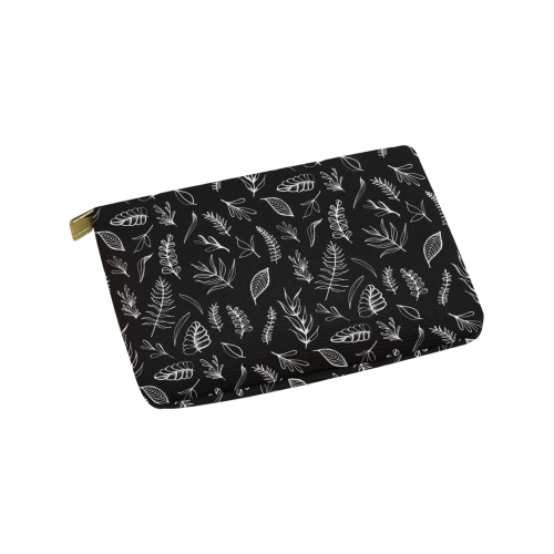 BLACK DANCING LEAVES Carry-All Pouch 9.5''x6''