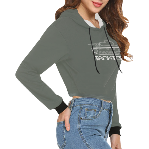 funny tank top wordgame for geeks, nerds and soldiers in military grey All Over Print Crop Hoodie for Women (Model H22)