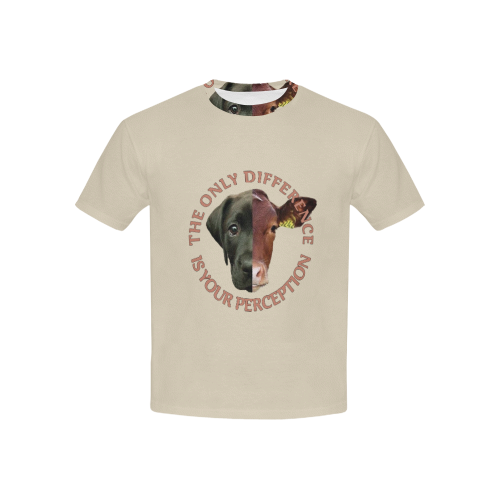 Vegan Cow and Dog Design with Slogan Kids' All Over Print T-shirt (USA Size) (Model T40)