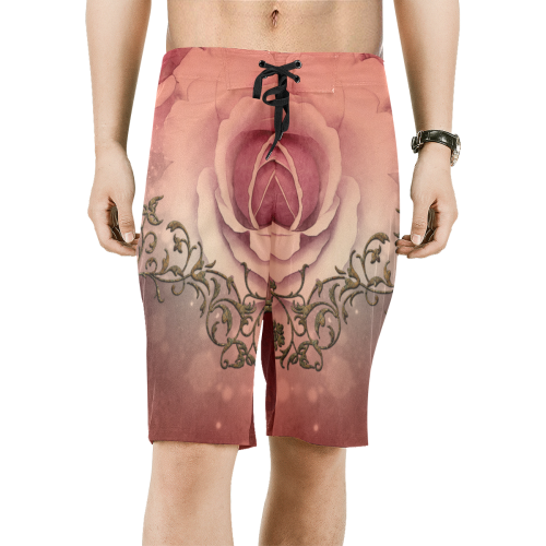 Wonderful roses with floral elements Men's All Over Print Board Shorts (Model L16)