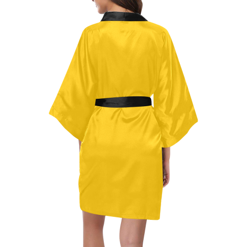 sunshine yellow with black belt Kimono Robe