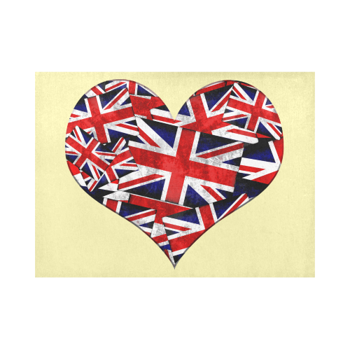 Union Jack British UK Flag Heart Yellow Placemat 14’’ x 19’’ (Set of 2)