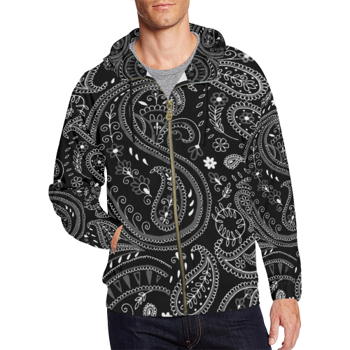 PAISLEY 7 All Over Print Full Zip Hoodie for Men/Large Size (Model H14)