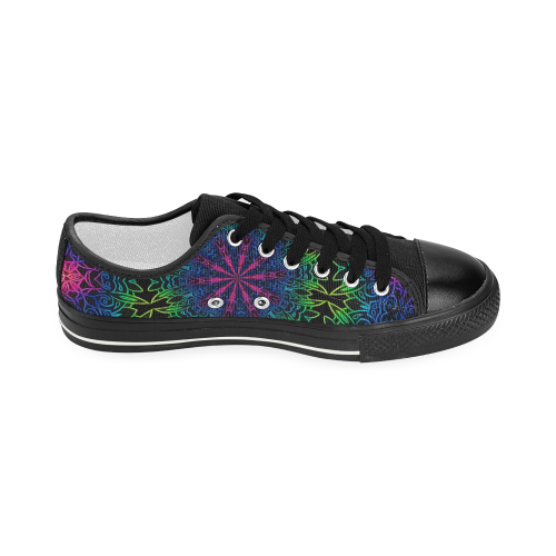 Rainbow Scratch Art Mandala Kaleidoscope Abstract Women's Classic Canvas Shoes (Model 018)