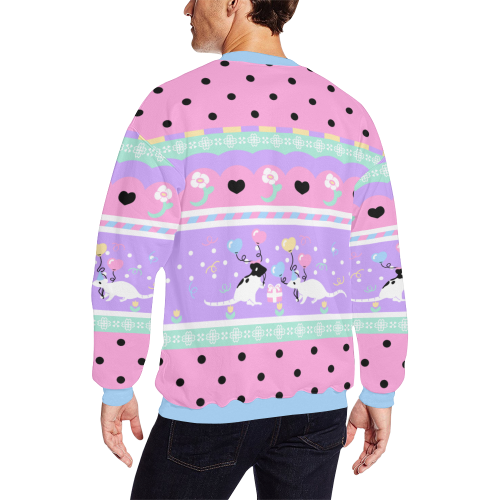 Fancy Rat's Party Sweater Plus Men's Oversized Fleece Crew Sweatshirt/Large Size(Model H18)