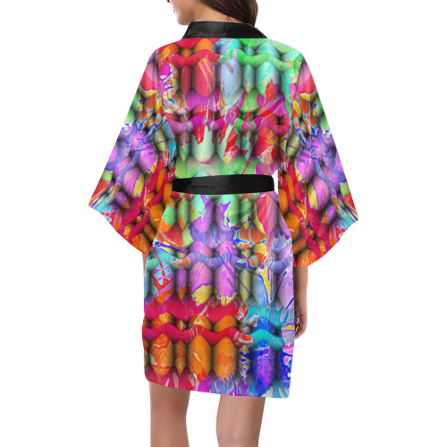 Splashes Cattice Composing - Psychedelic Colored Kimono Robe