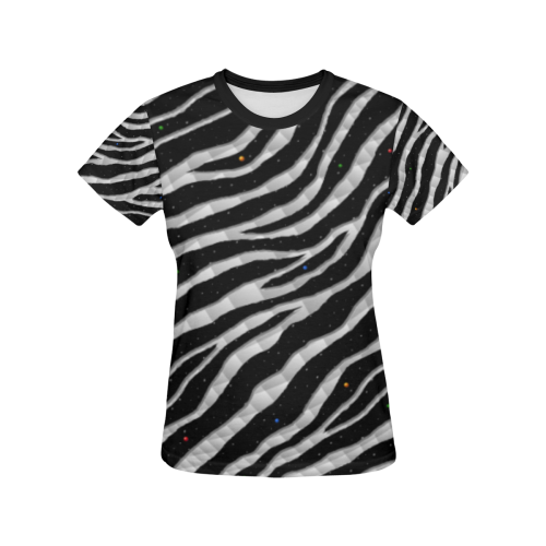 Ripped SpaceTime Stripes - White All Over Print T-shirt for Women/Large Size (USA Size) (Model T40)