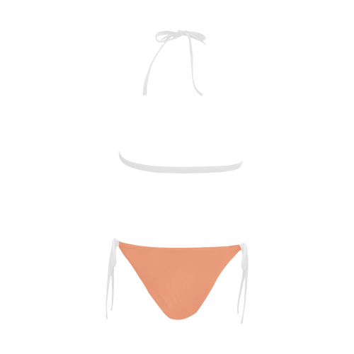 color light salmon Buckle Front Halter Bikini Swimsuit (Model S08)