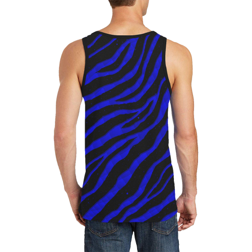 Ripped SpaceTime Stripes - Blue Men's All Over Print Tank Top (Model T57)