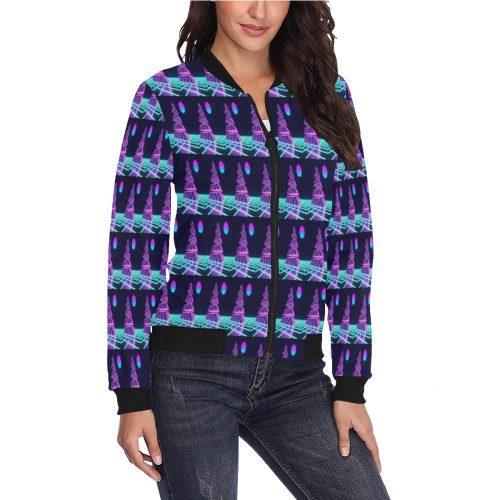glow moon All Over Print Bomber Jacket for Women (Model H36)