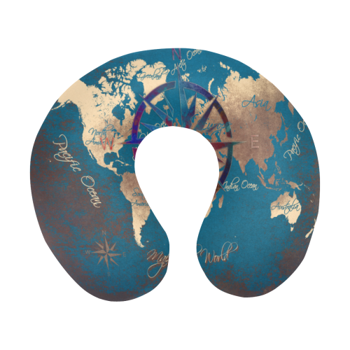 world map wind rose #map #worldmap U-Shape Travel Pillow